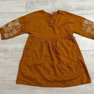 Madewell Empire Waist Orange Dress With Sleeve Detail Size S